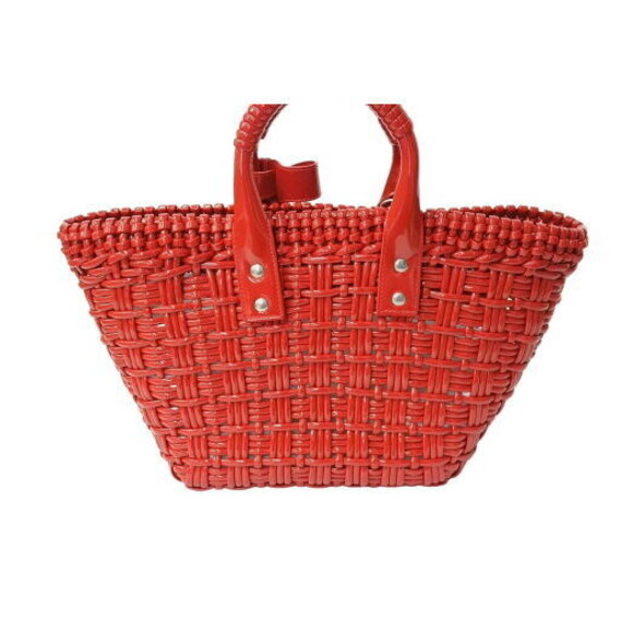 BALENCIAGA Bistro Basket Bag handbag tweed red enamel - Picture 3 of 8